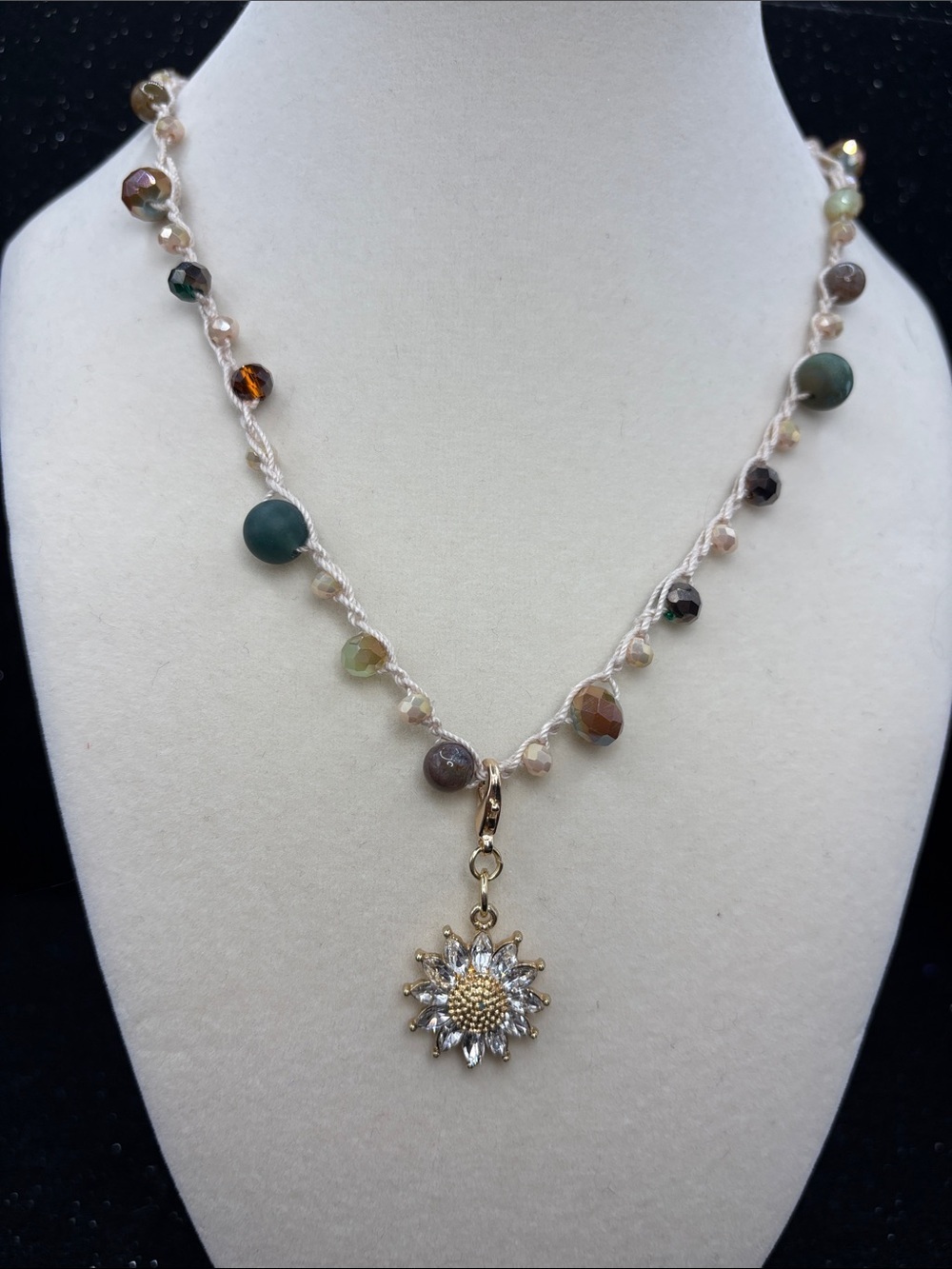 Earthy Beaded Crochet Necklace - Picture 3 of 6